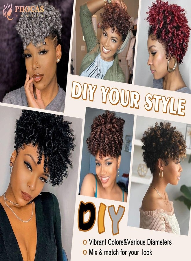 PHOCAS 20'' 3Packs Short Crochet Hair Curly Wand Curl Crochet Hair Extensions for Black Women - 6MM #1B Natural Black - Image 3